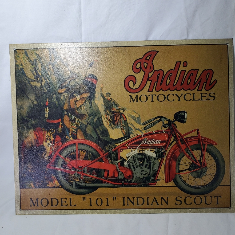 Indian Motorcycles Vintage 1999 Model 101 Indian Scout Metal Sign Retro
